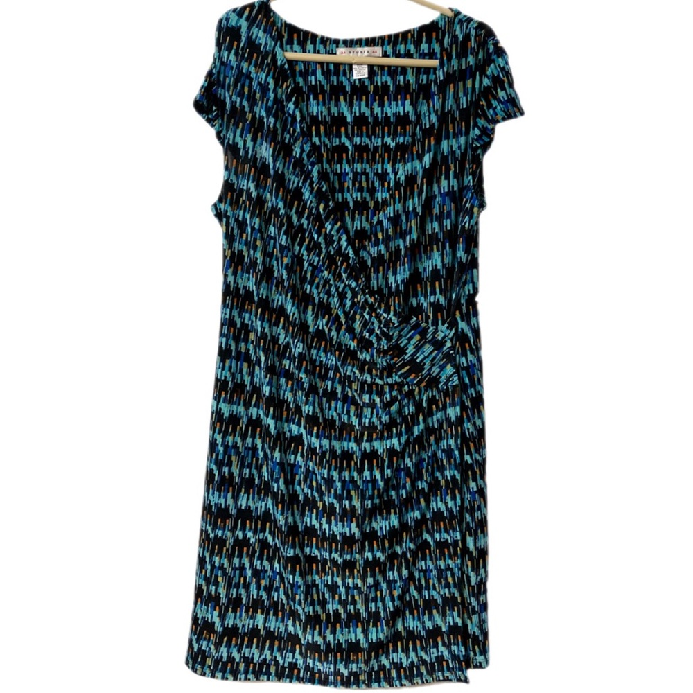AA Studio Blue Turquoise Midi Dress 18W plus size
